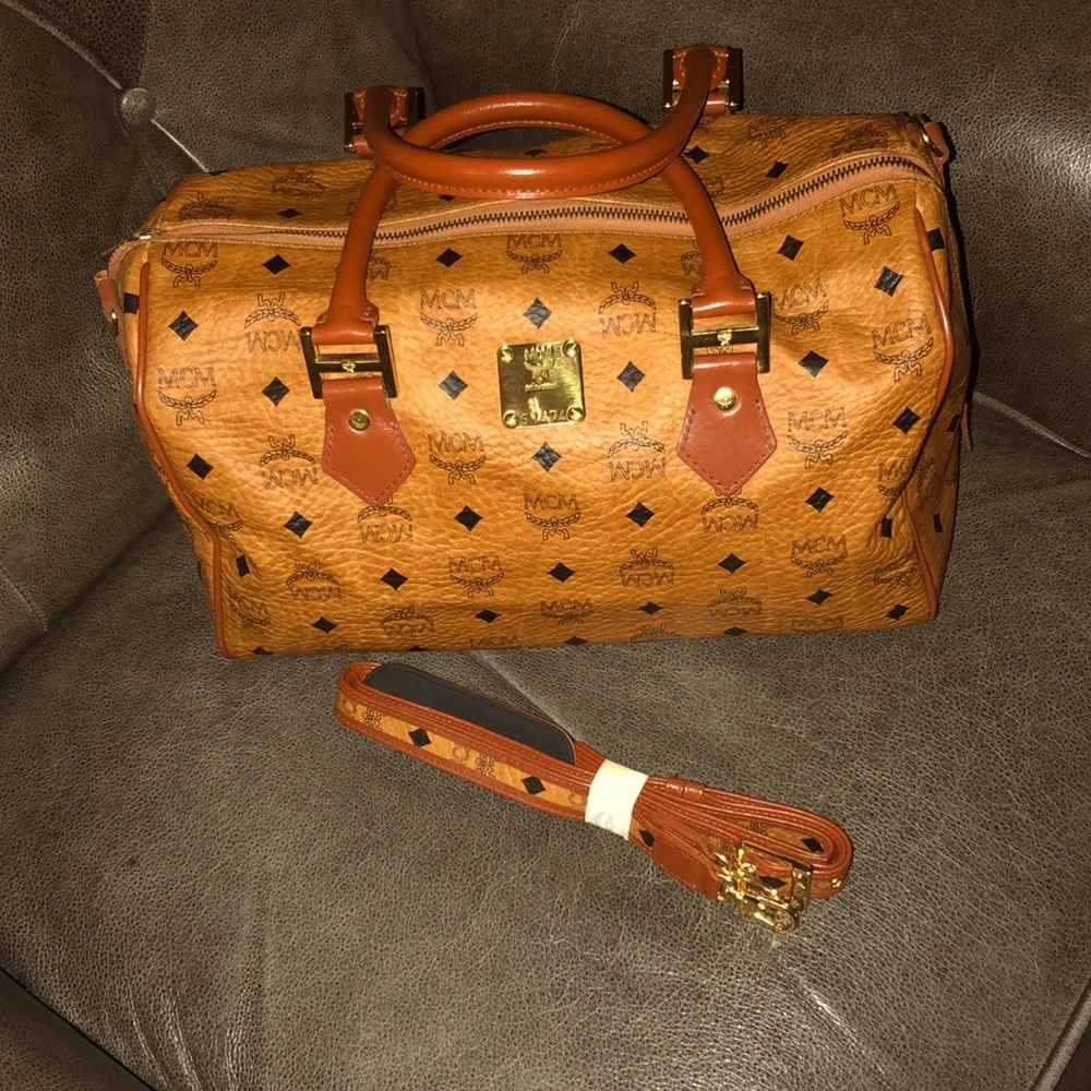 Vintage MCM Boston Bag with Shoulder Strap